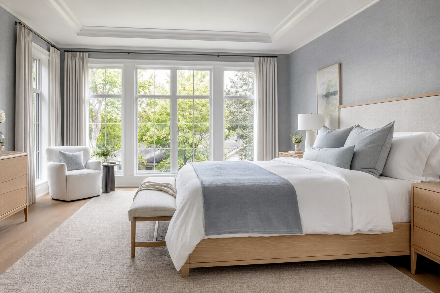 Neatly prepared bedroom
