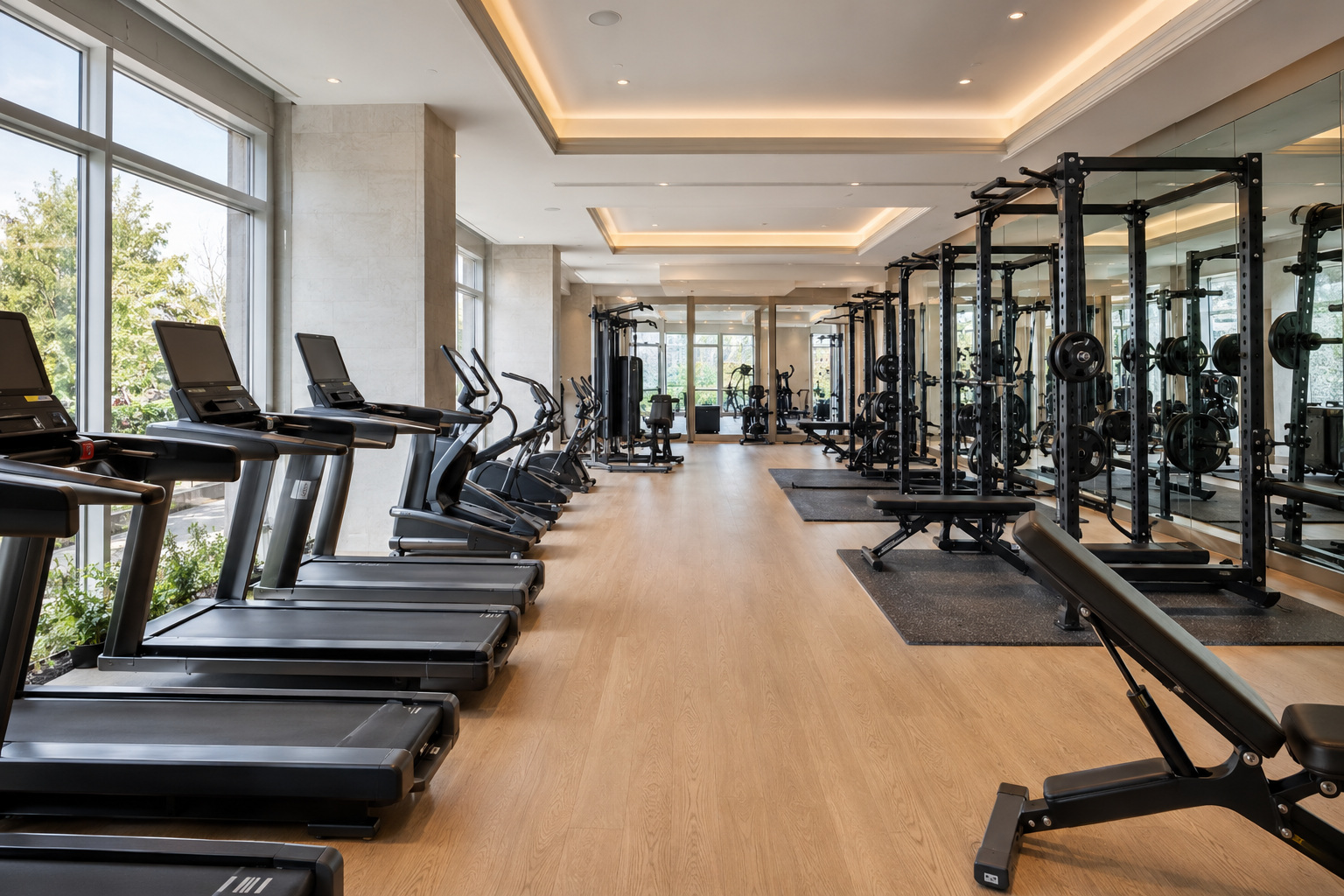 Professionally cleaned modern strength and cardio gym